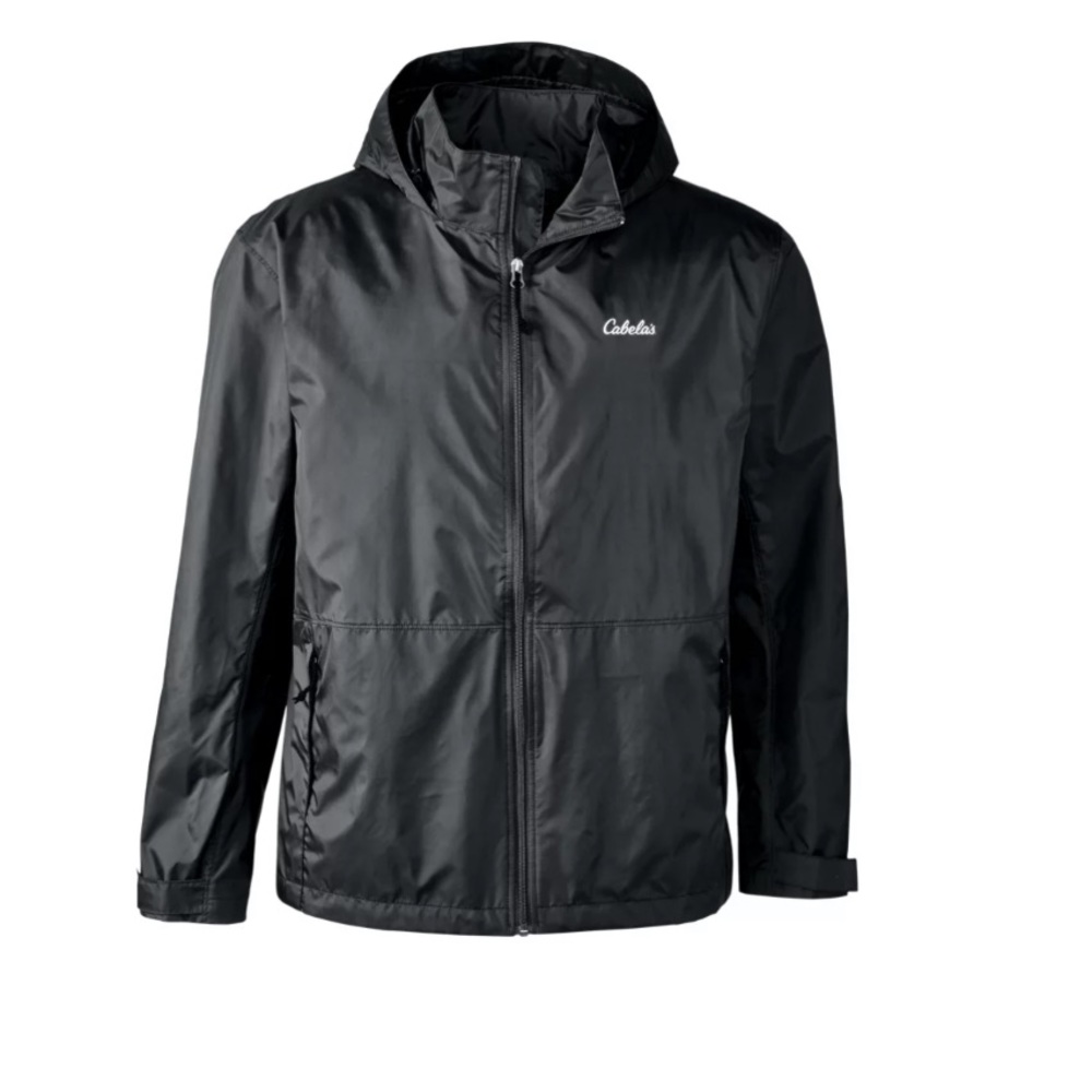 Black Cabelas rain swept jacket